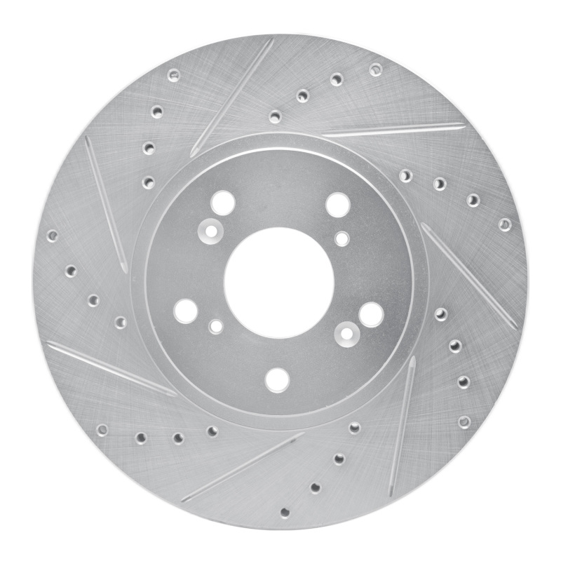 Acura TSX Brake Rotor (1) - Front Left - R1 Concepts - Drilled & Slotted - Silver - `99-`14